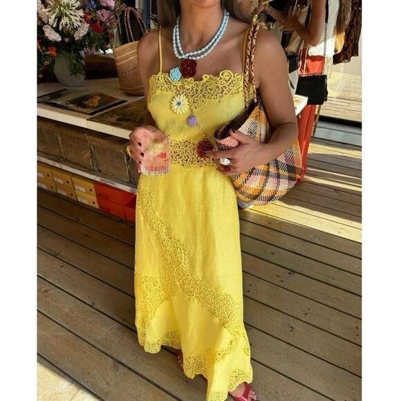 Ulla Johnson Evangeline Linen Embroidered Cami Long Maxi Dress 4 / Small - Picture 8 of 8